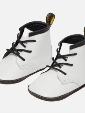 Dr. Martens White and Black Crib Lace-Up Ankle Boots